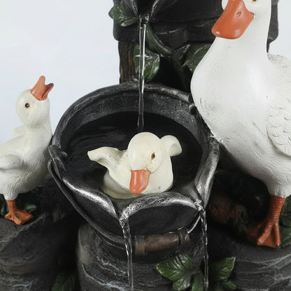Solar Garden Fountain with Duck and Squirrel 10
