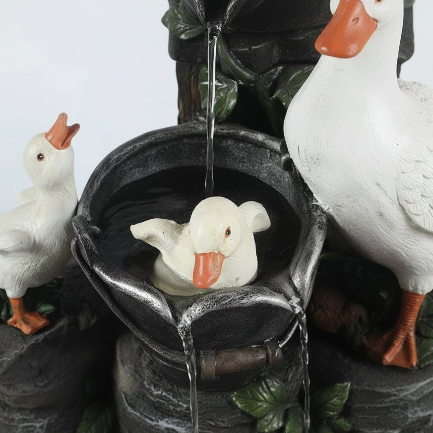 Solar Garden Fountain with Duck and Squirrel 5
