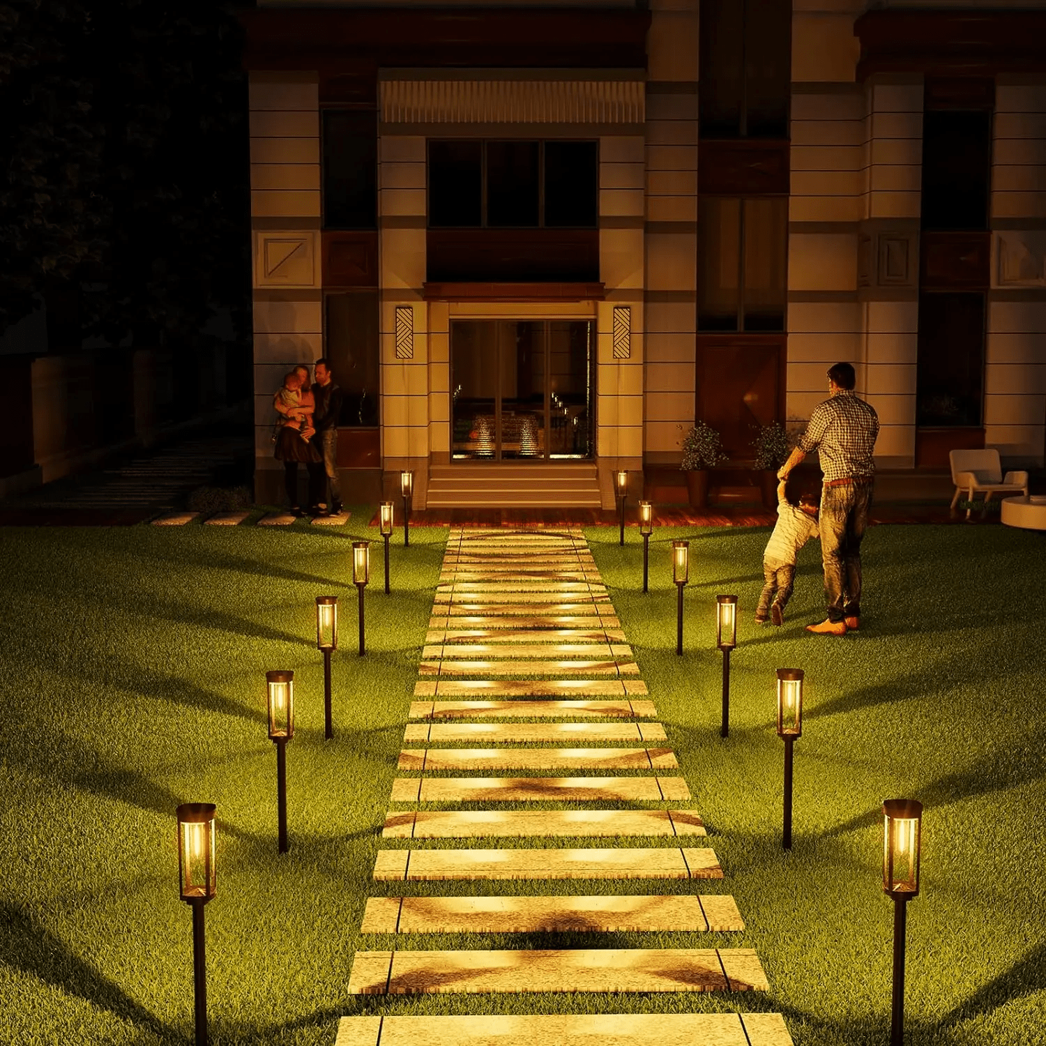 Solar Garden Lanterns — LED Pathway Lights with Glowing Glass 4