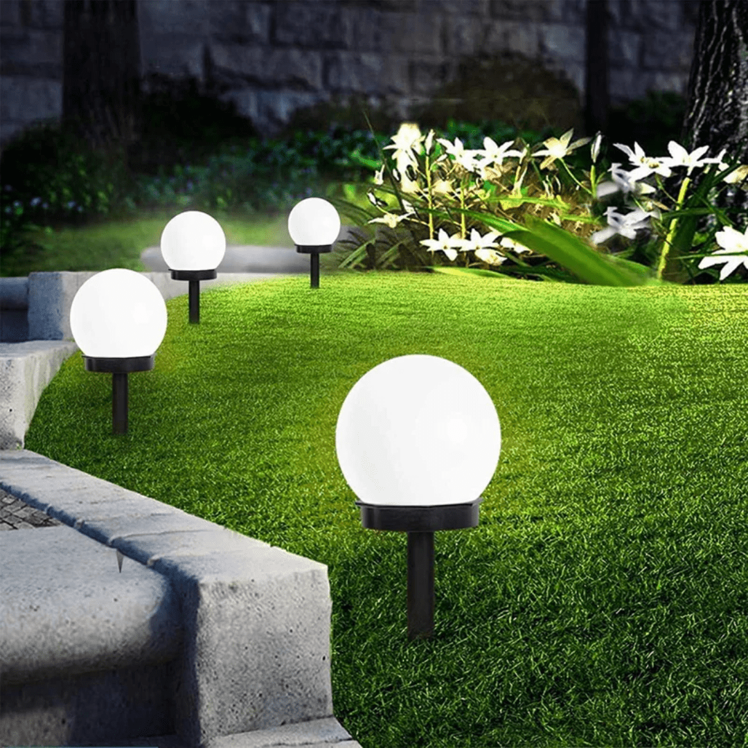 Solar Garden Lights — Waterproof LED Globe Set 1