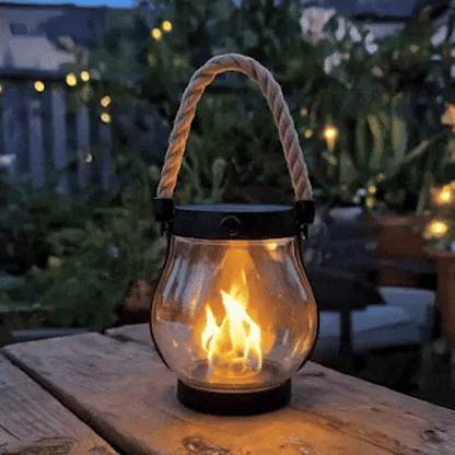 Solar Hanging LED Flame Lantern for Garden and Patio 2