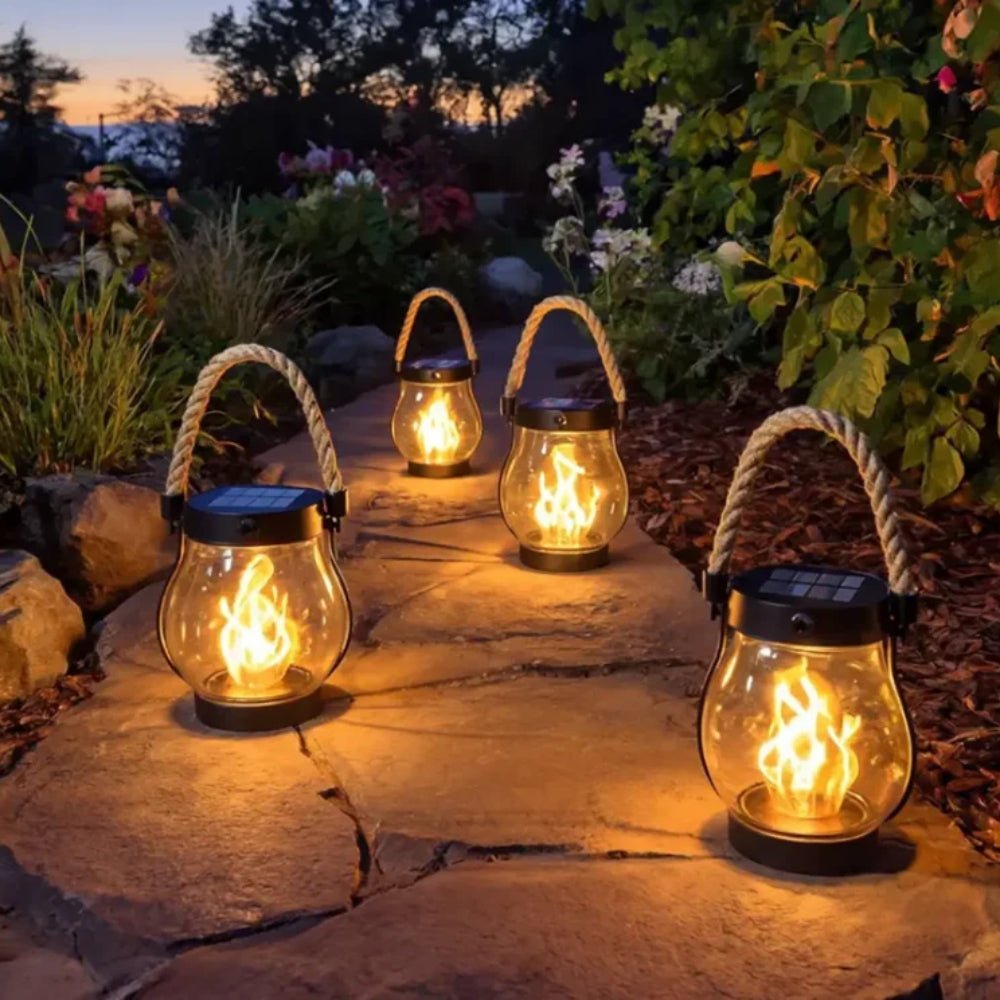 Solar Hanging LED Flame Lantern for Garden and Patio 3