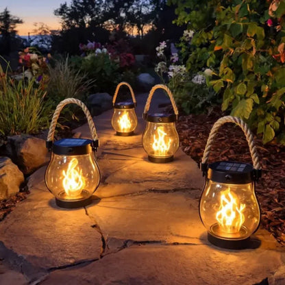 Solar Hanging LED Flame Lantern for Garden and Patio 3