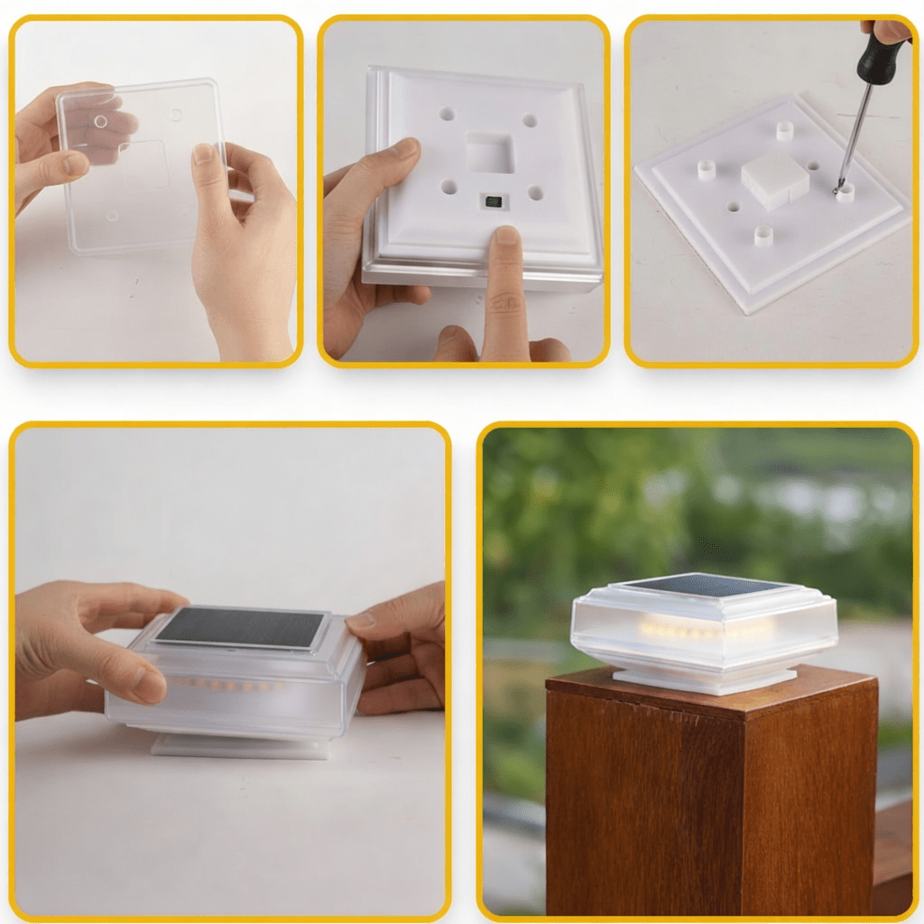 Solar Pillar Lamp — Warm White LED for Garden 6