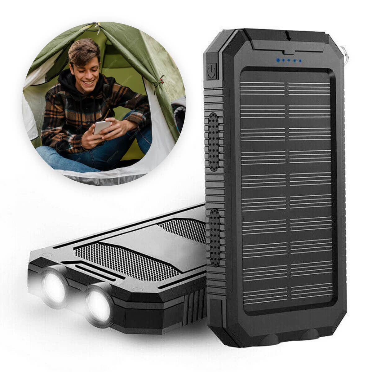 Solar Power Bank 20000mAh — Dual USB & LED 4