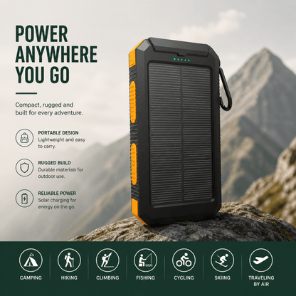 Solar Power Bank 20000mAh with LED Torch & Compass 2