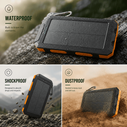 Solar Power Bank 20000mAh with LED Torch & Compass 4