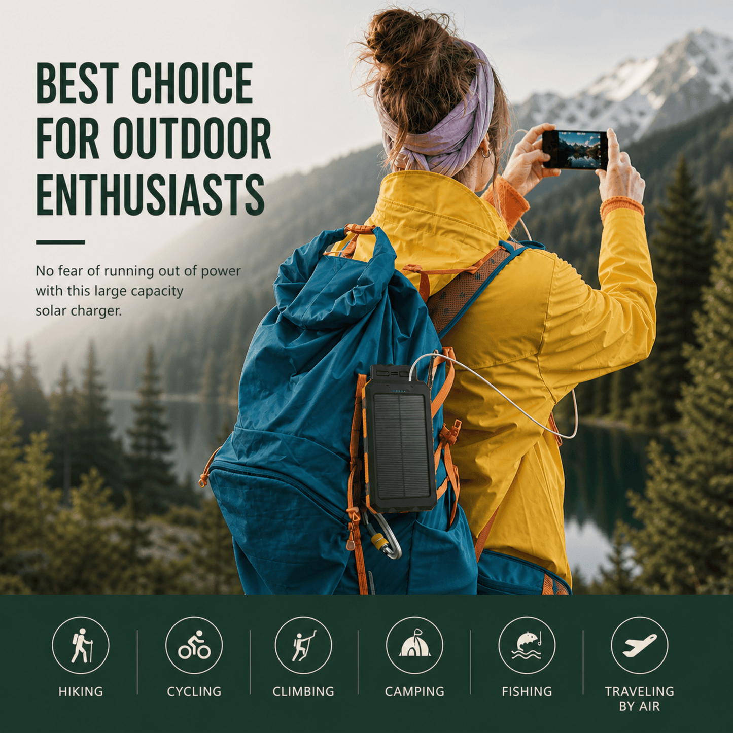Solar Power Bank 20000mAh with LED Torch & Compass 7