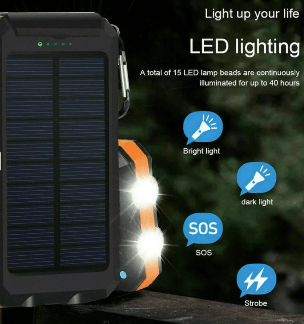 Solar Power Bank 500000 mAh — Dual USB & LED Torch 4