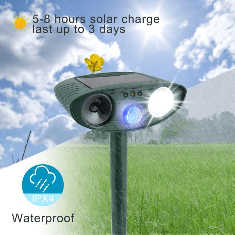 Solar Ultrasonic Deer Repellent — Covers 2425 sq ft 5