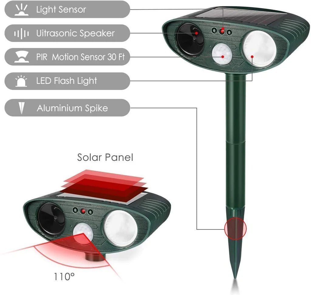 Solar Ultrasonic Deer Repellent — Covers 2425 sq ft 7