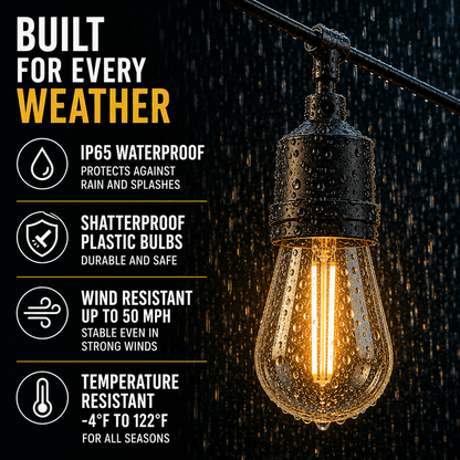 Solar Vintage String Lights 10m 40 LED — Outdoor IP65 2