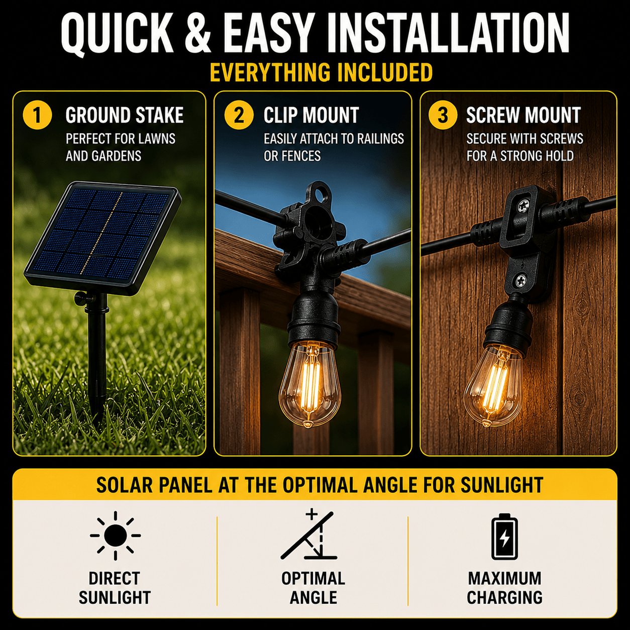 Solar Vintage String Lights 10m 40 LED — Outdoor IP65 3