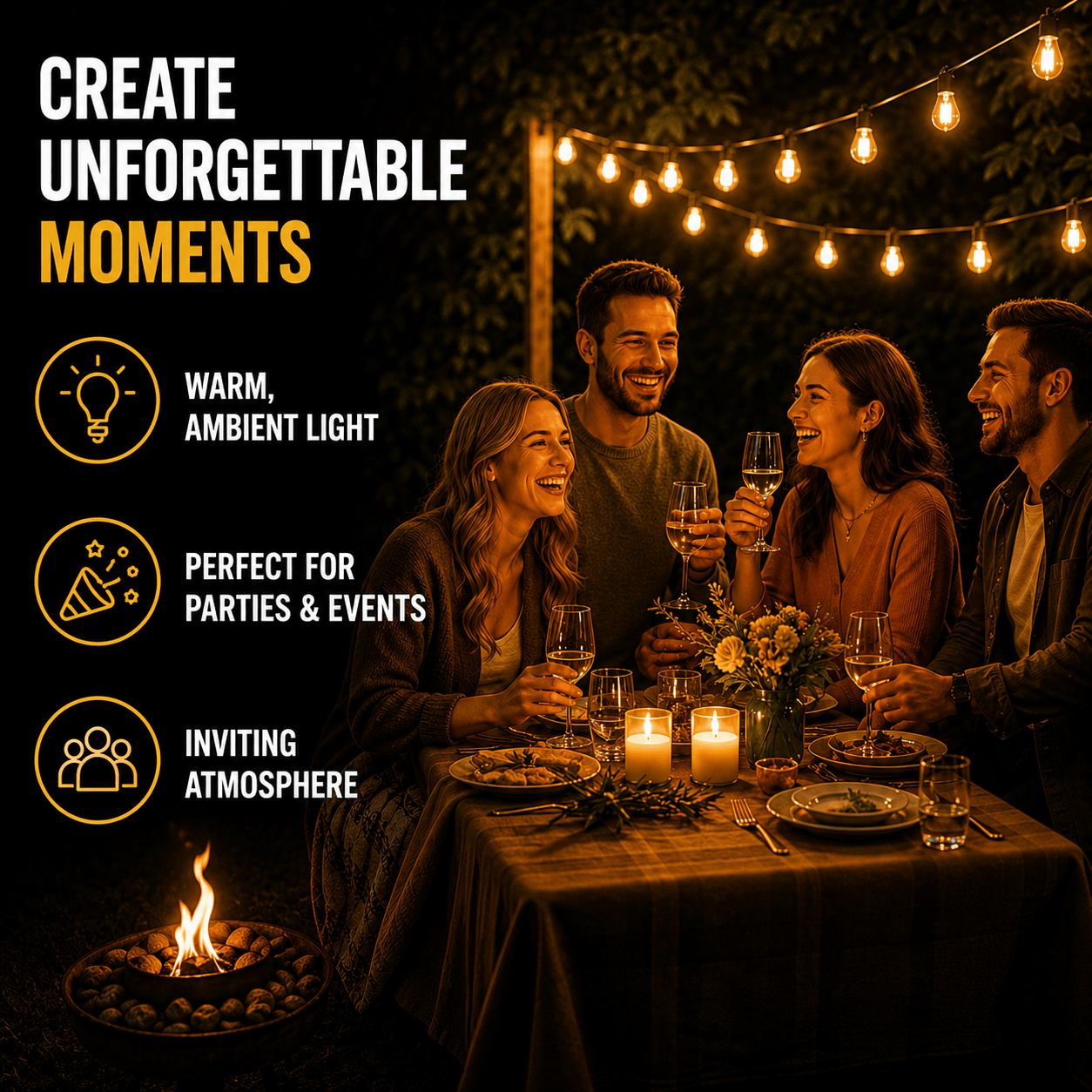 Solar Vintage String Lights 10m 40 LED — Outdoor IP65 7