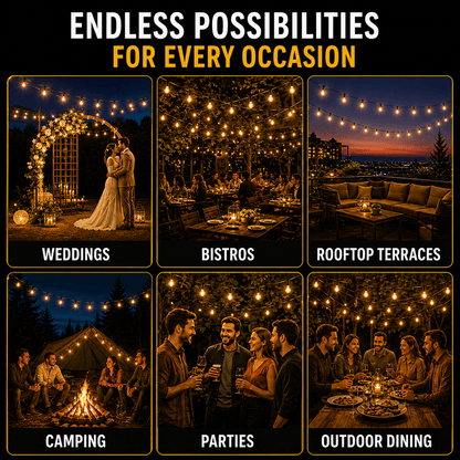 Solar Vintage String Lights 10m 40 LED — Outdoor IP65 9