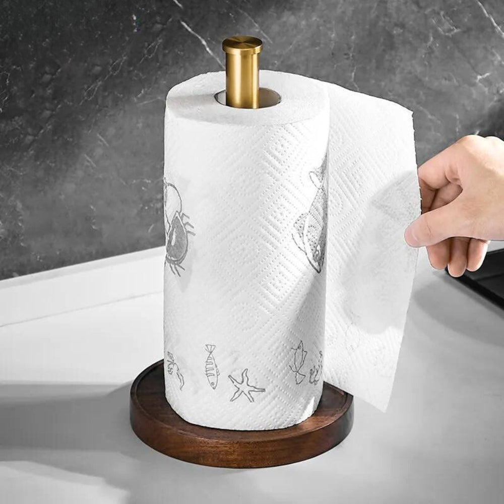 Solid Walnut Kitchen Paper Towel Holder — Minimalist Stand 1