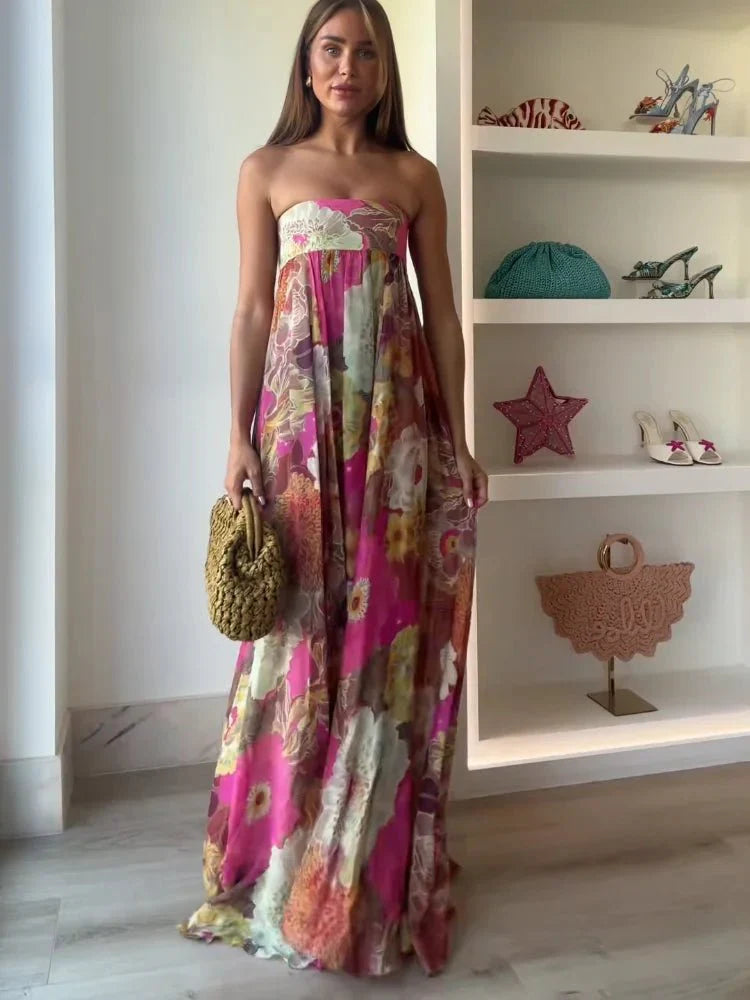 Strapless Floral Maxi Dress — Wedding Guest Style 1