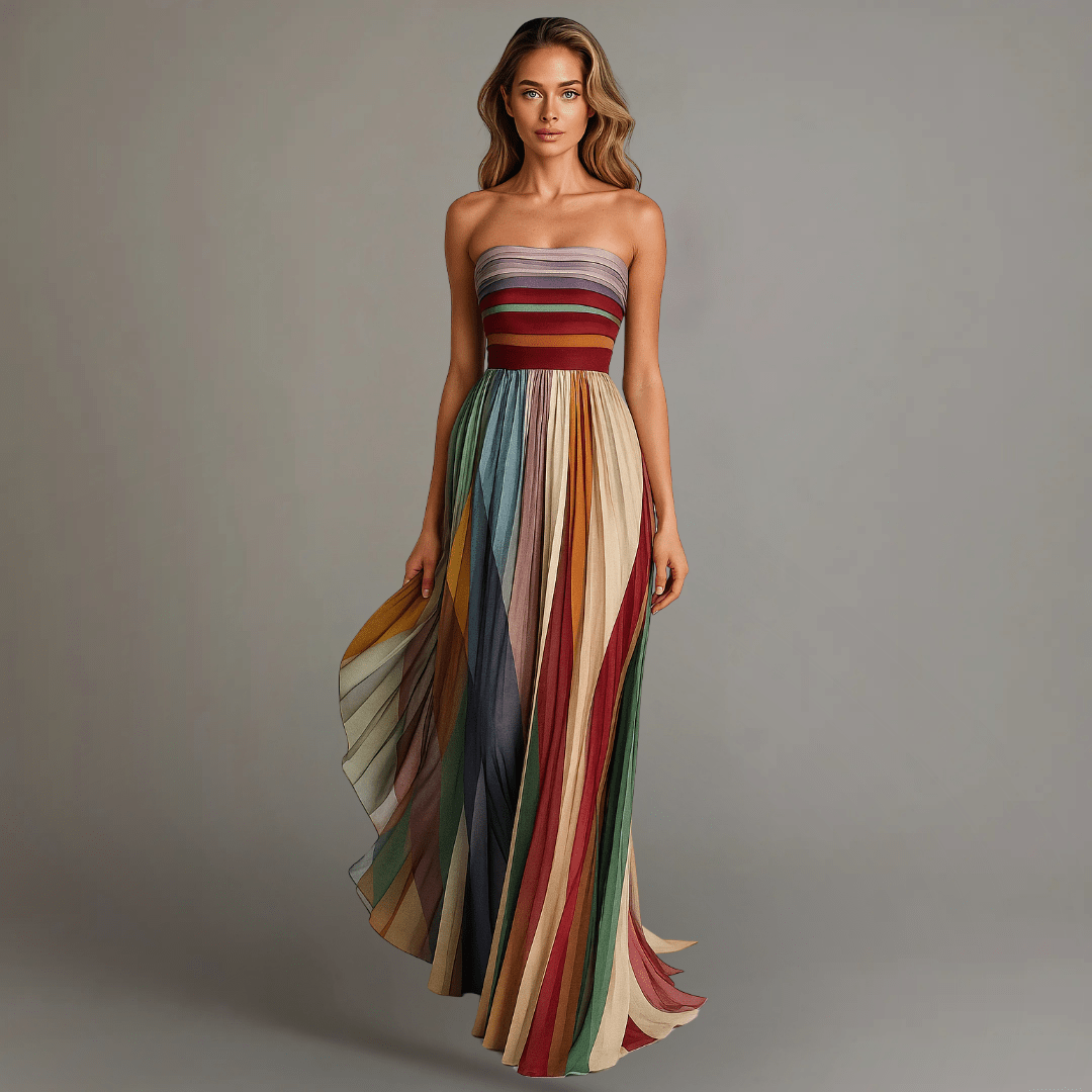 Strapless Pleated Maxi Dress for Special Occasions 1