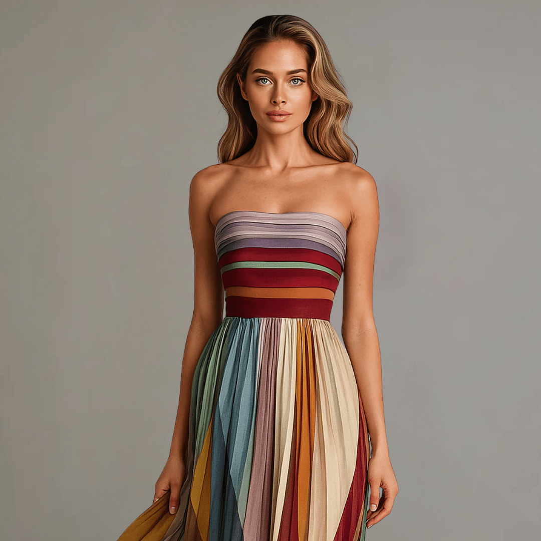 Strapless Pleated Maxi Dress for Special Occasions 2