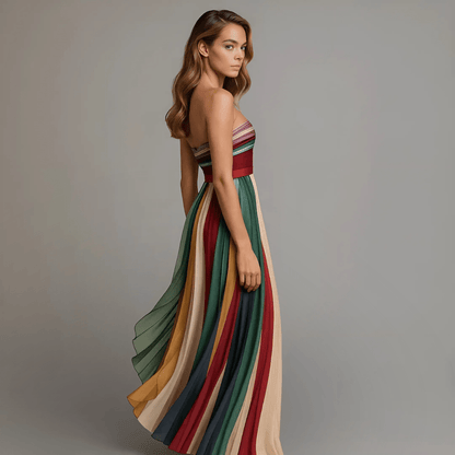 Strapless Pleated Maxi Dress for Special Occasions 3