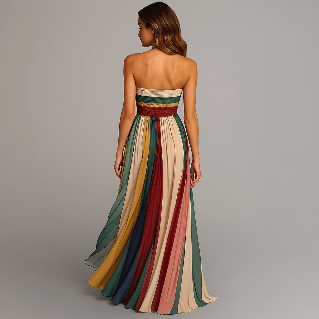 Strapless Pleated Maxi Dress for Special Occasions 4