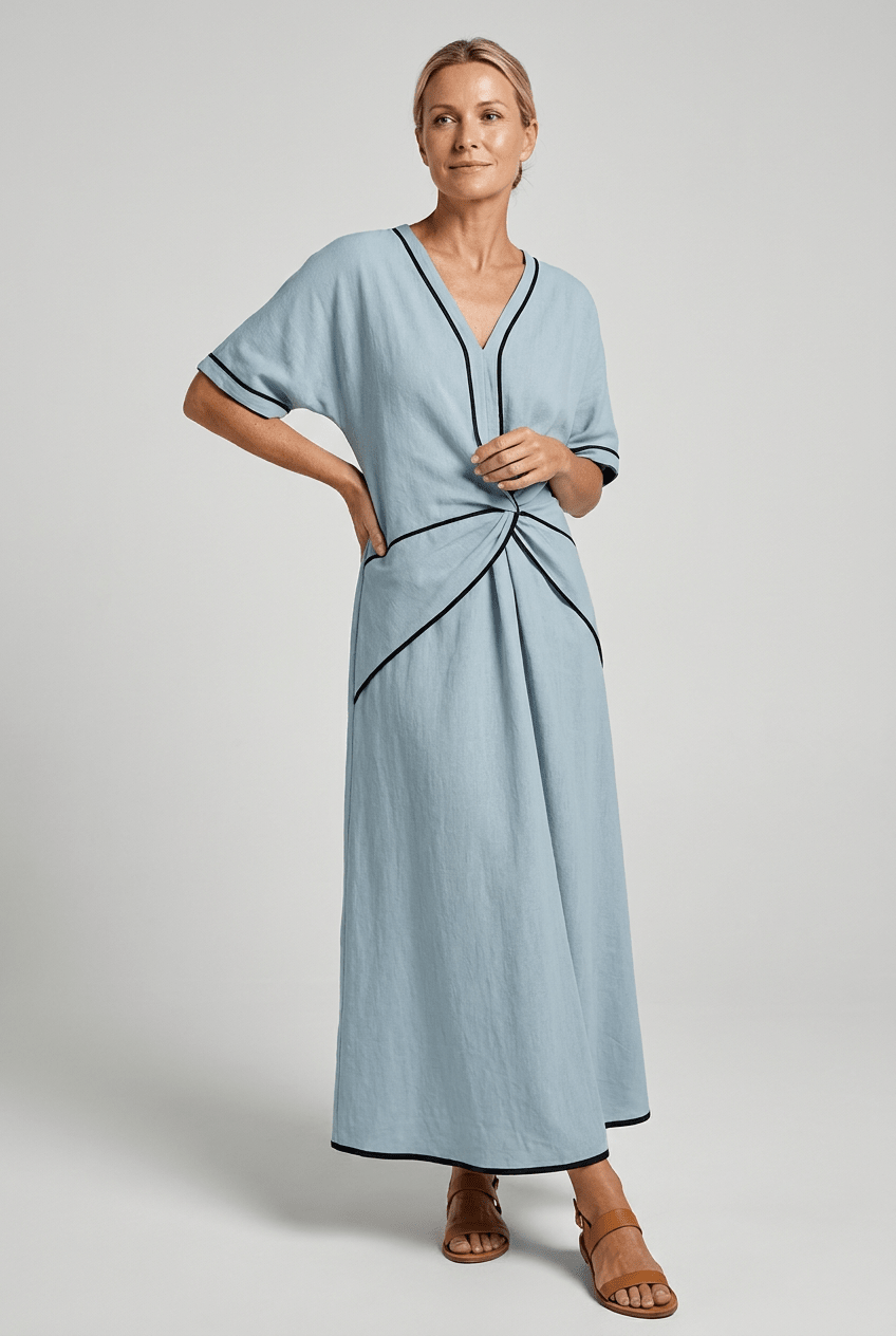 Summer Maxi Dress — V-Neck with Twist Front 2