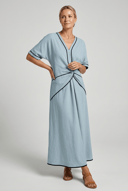 Summer Maxi Dress — V-Neck with Twist Front 2