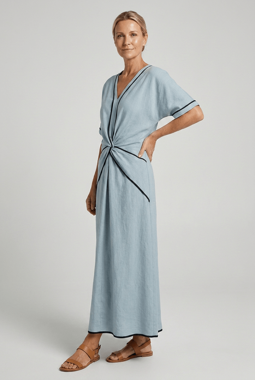 Summer Maxi Dress — V-Neck with Twist Front 3