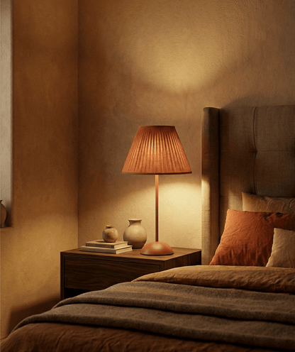 Terracotta Pleated Shade Table Lamp — Warm Glow 2