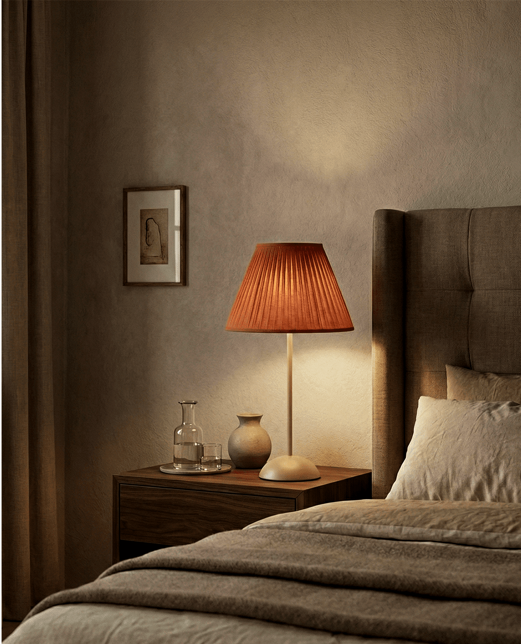 Terracotta Pleated Shade Table Lamp — Warm Glow 3
