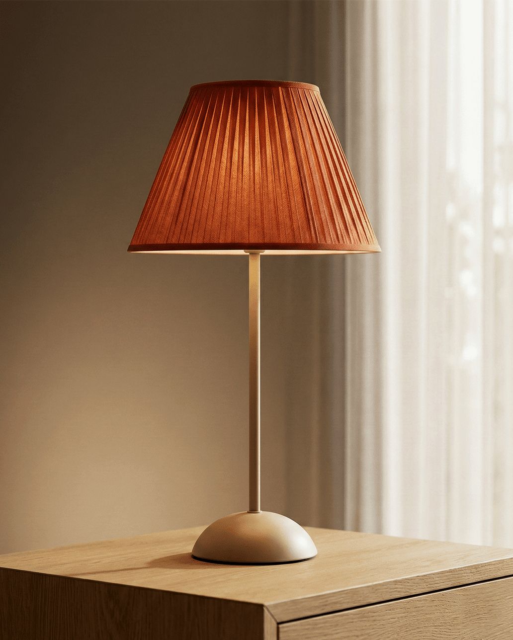 Terracotta Pleated Shade Table Lamp — Warm Glow 4