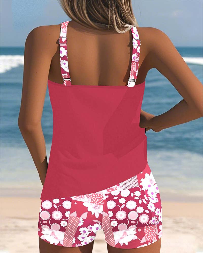Two-Piece Floral Swimsuit — Tankini Top with Shorts 2