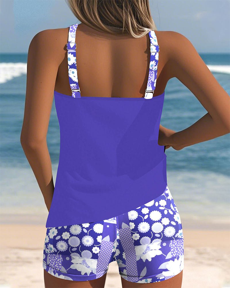 Two-Piece Floral Swimsuit — Tankini Top with Shorts 4