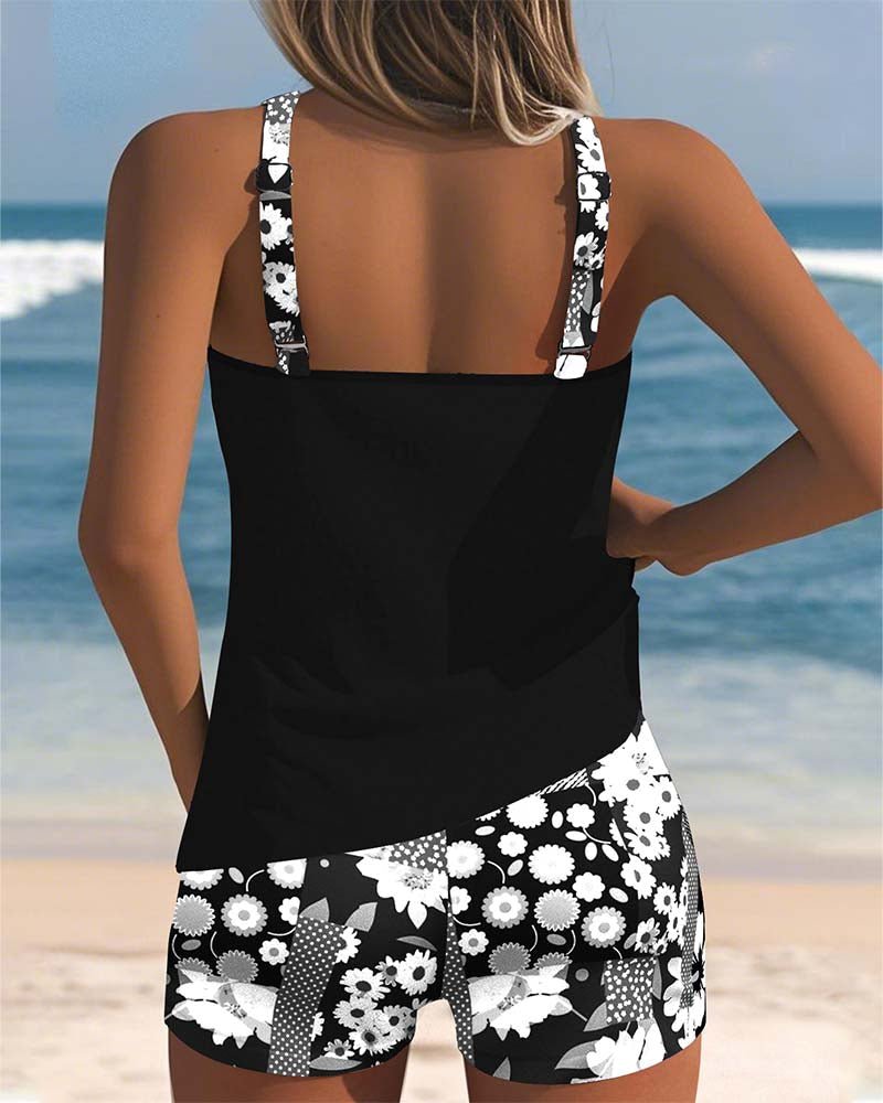 Two-Piece Floral Swimsuit — Tankini Top with Shorts 6