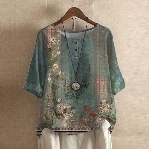 Vintage Floral Blouse with Relaxed Comfort Fit 1