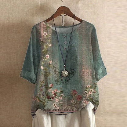 Vintage Floral Blouse with Relaxed Comfort Fit 1