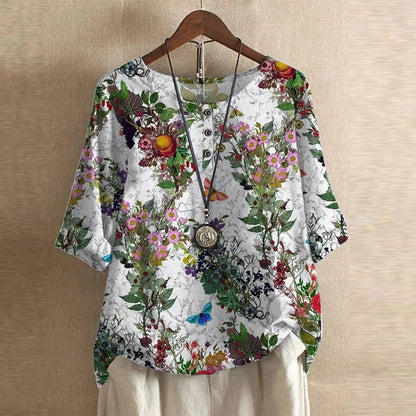 Vintage Floral Blouse with Relaxed Comfort Fit 10