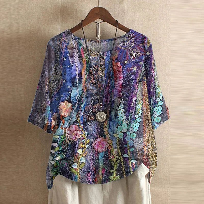 Vintage Floral Blouse with Relaxed Comfort Fit 9