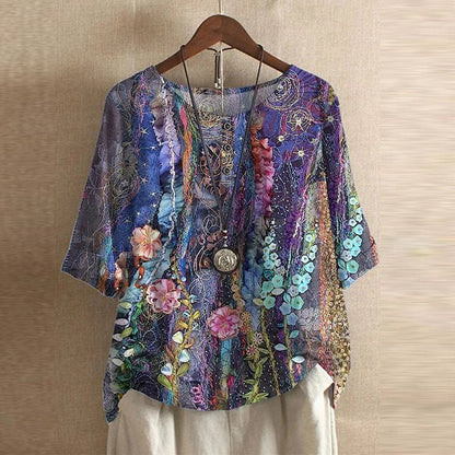 Vintage Floral Blouse with Relaxed Comfort Fit 9