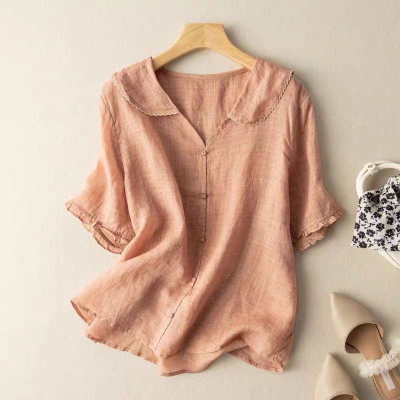 Vintage Scalloped Collar Blouse — Button-Front Top 2
