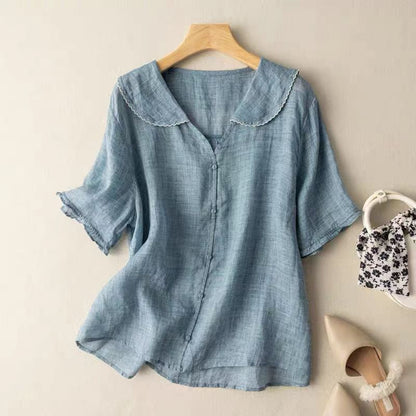 Vintage Scalloped Collar Blouse — Button-Front Top 3