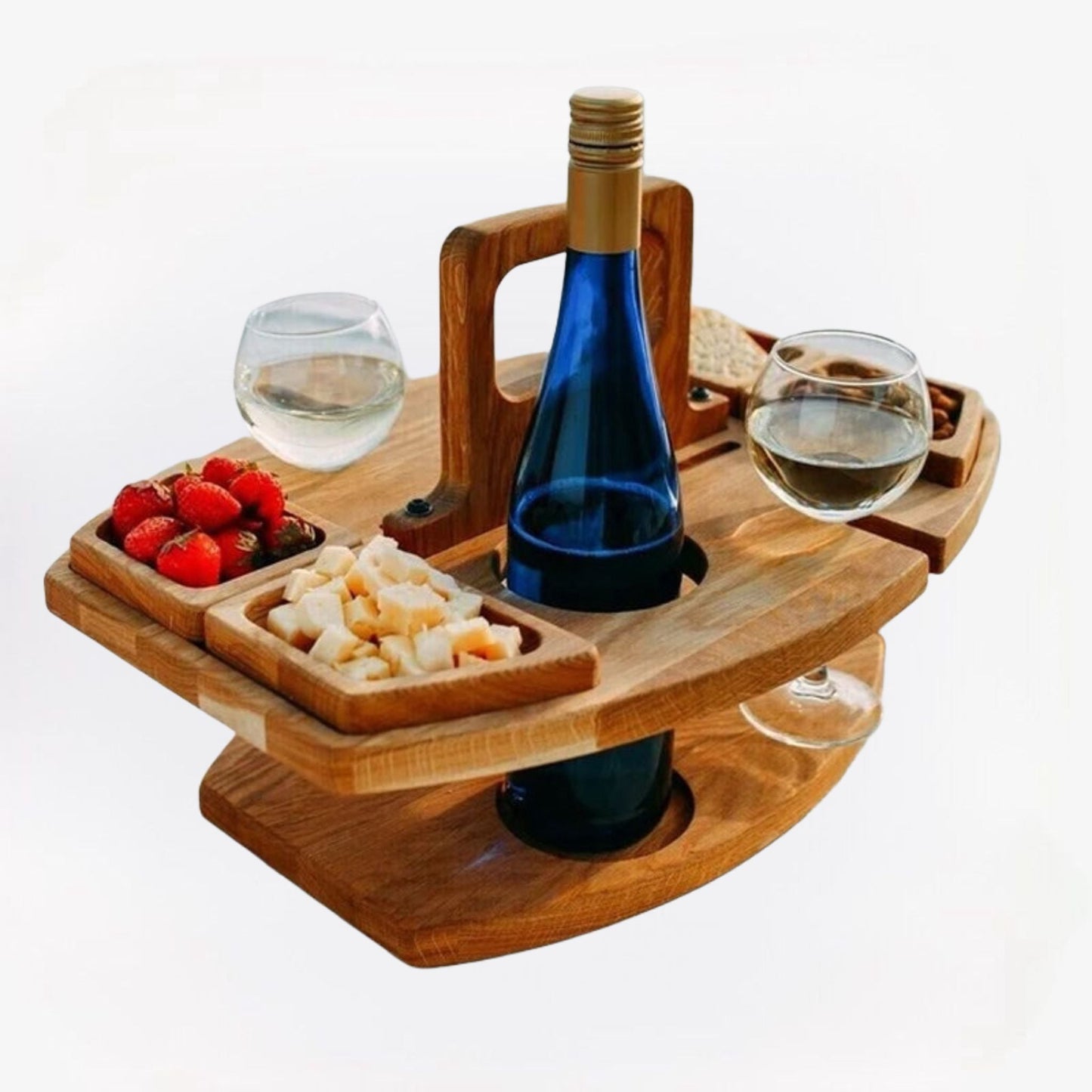 Wooden Picnic Table — Compact for Wine & Snacks 1