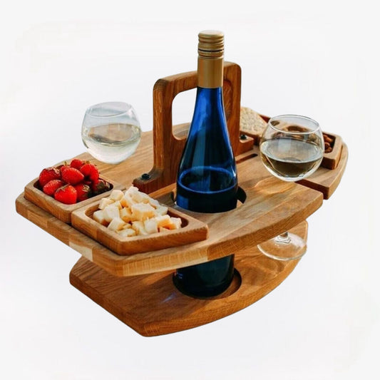 Wooden Picnic Table — Compact for Wine & Snacks 1